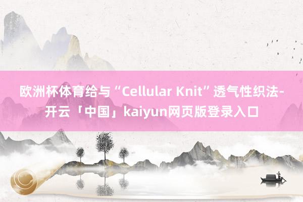 欧洲杯体育给与“Cellular Knit”透气性织法-开云「中国」kaiyun网页版登录入口