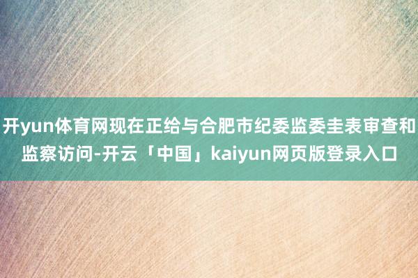 开yun体育网现在正给与合肥市纪委监委圭表审查和监察访问-开云「中国」kaiyun网页版登录入口