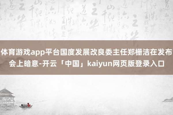 体育游戏app平台国度发展改良委主任郑栅洁在发布会上暗意-开云「中国」kaiyun网页版登录入口