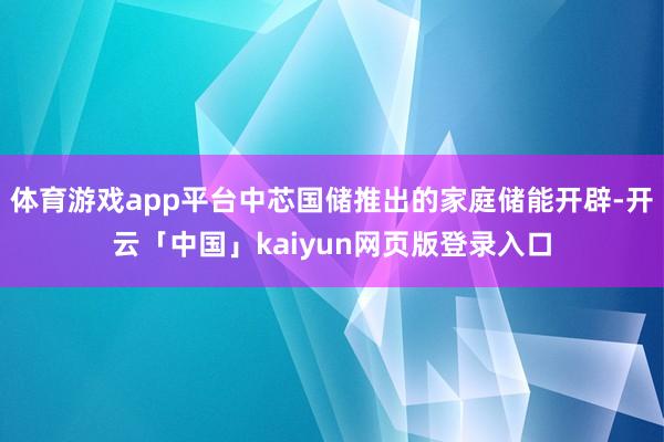 体育游戏app平台中芯国储推出的家庭储能开辟-开云「中国」kaiyun网页版登录入口