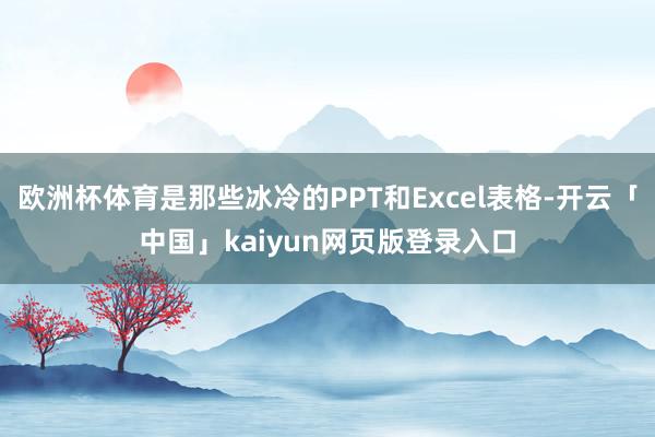 欧洲杯体育是那些冰冷的PPT和Excel表格-开云「中国」kaiyun网页版登录入口