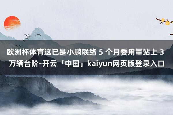 欧洲杯体育这已是小鹏联络 5 个月委用量站上 3 万辆台阶-开云「中国」kaiyun网页版登录入口