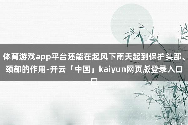 体育游戏app平台还能在起风下雨天起到保护头部、颈部的作用-开云「中国」kaiyun网页版登录入口