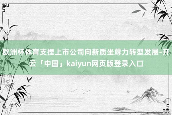 欧洲杯体育支捏上市公司向新质坐蓐力转型发展-开云「中国」kaiyun网页版登录入口