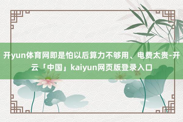 开yun体育网即是怕以后算力不够用、电费太贵-开云「中国」kaiyun网页版登录入口