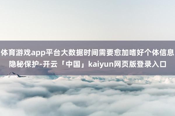 体育游戏app平台大数据时间需要愈加嗜好个体信息隐秘保护-开云「中国」kaiyun网页版登录入口
