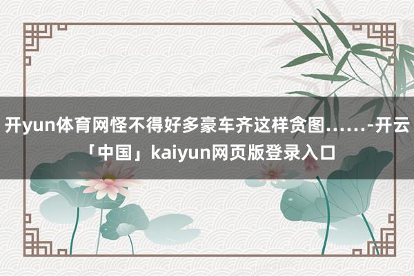 开yun体育网怪不得好多豪车齐这样贪图……-开云「中国」kaiyun网页版登录入口