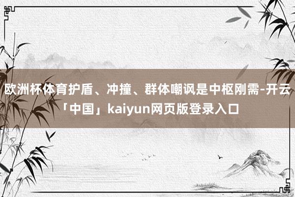 欧洲杯体育护盾、冲撞、群体嘲讽是中枢刚需-开云「中国」kaiyun网页版登录入口